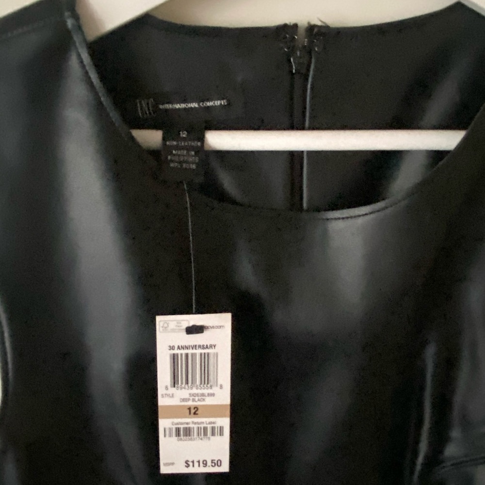 INC leather like dress, size 12, never worn:tags on!